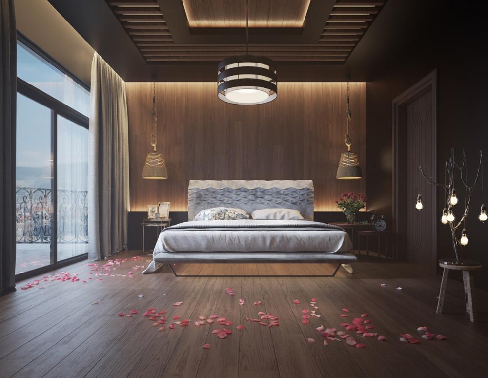  15 mẫu thiết kế nội thất phòng ngủ đẹp với gỗ ốp tường